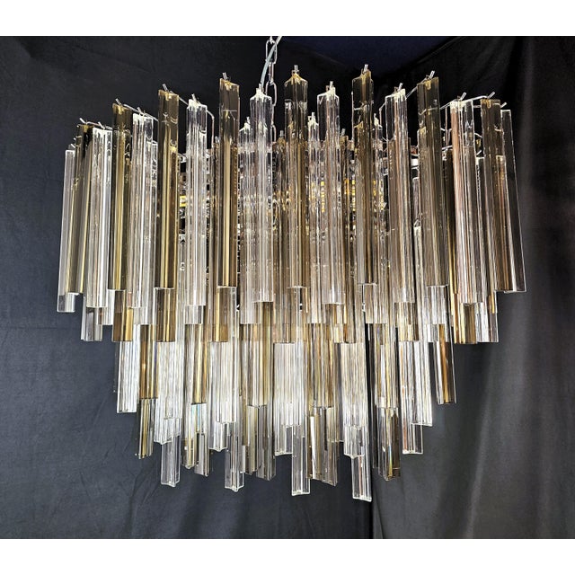 Metal Vintage Murano Glass Trihedral Prisms Chandelier in the style of Venini, Italy, 2010s For Sale - Image 7 of 12