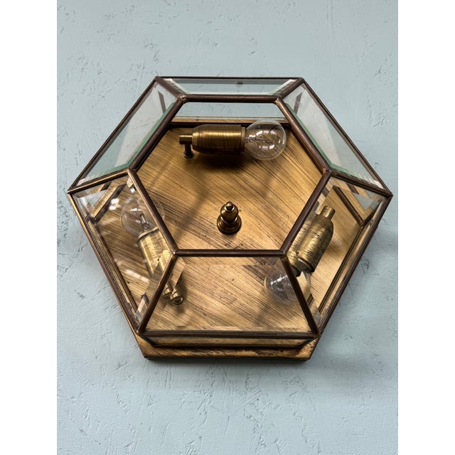 1950s Vintage Italian Hexagonal Ceiling Lamp, 1950s For Sale - Image 5 of 11