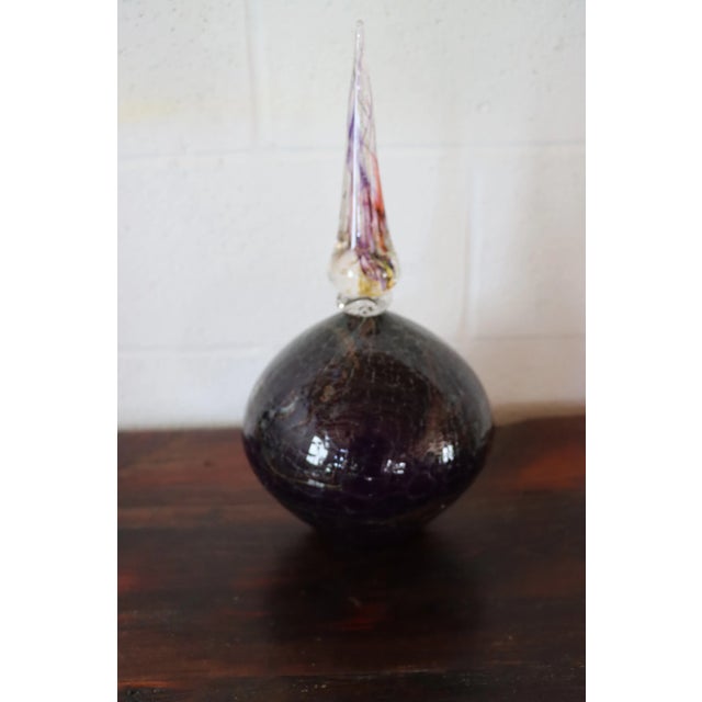 Purple Art Glass Bottle For Sale - Image 4 of 8