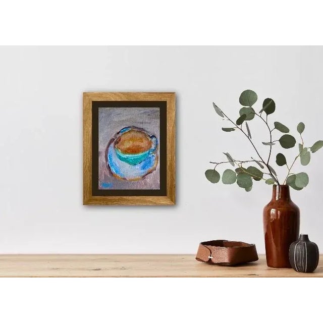Cup of Tea 6x8 on linen panel. Signed Haas Unframed. Frames shown are for sample only.