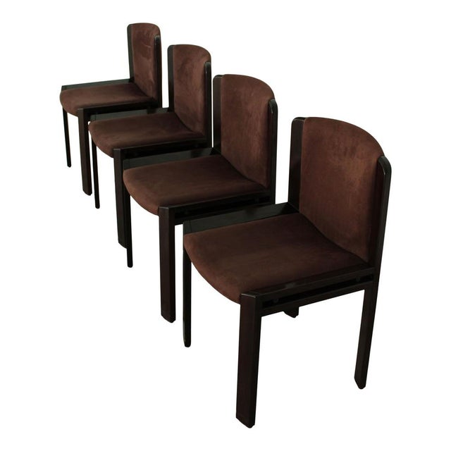 Mid-Century Modern Mid-Century Modern Model 300 Dining Chairs in Walnut and Brown Velvet by Joe Colombo for Pozzi, 1966, Set of 4 For Sale - Image 3 of 18