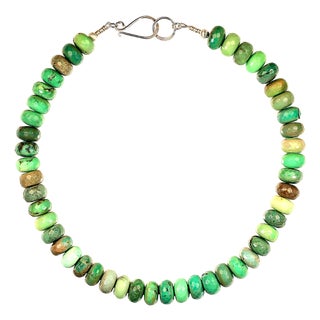 Aria Jewelry Design 18 Inch Green Chrysoprase Rondel Necklace For Sale