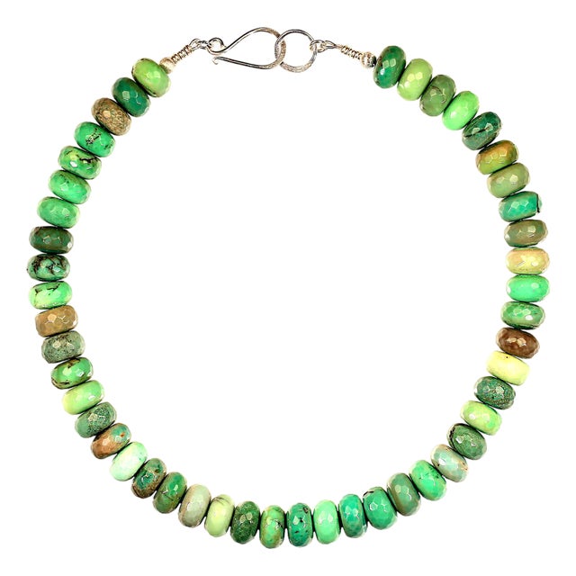 Aria Jewelry Design 18 Inch Green Chrysoprase Rondel Necklace For Sale