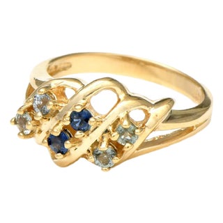 14KY Dark & Light Blue Sapphire(0.54) Ring, size 5.25 For Sale