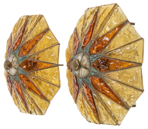 Sconces Wrought Iron and Hammered Glass from Poliarte, 1970s