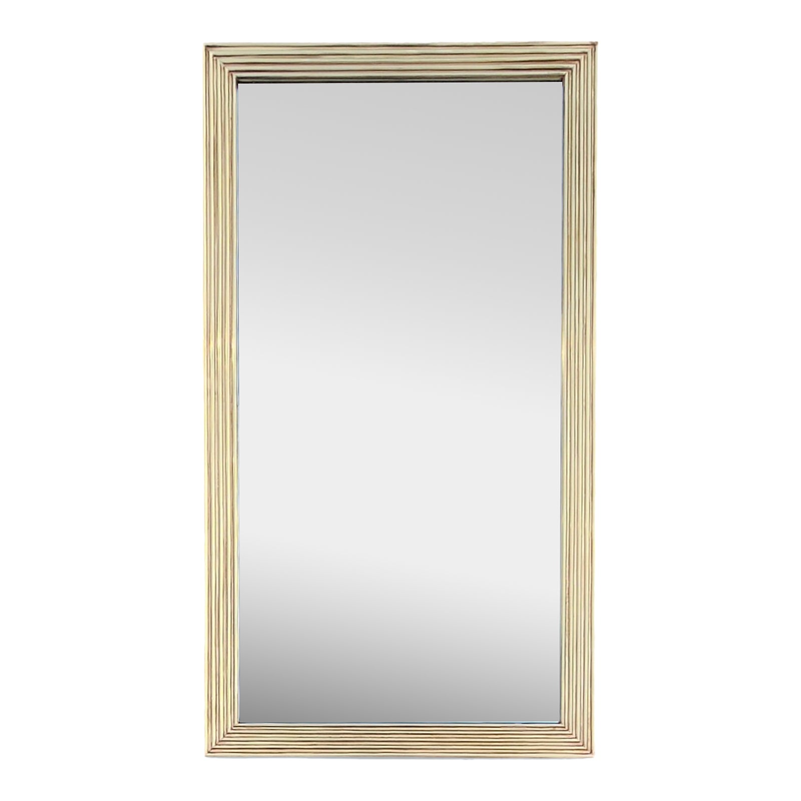 19th Century French Reeded Brass Frame Mirror | Chairish