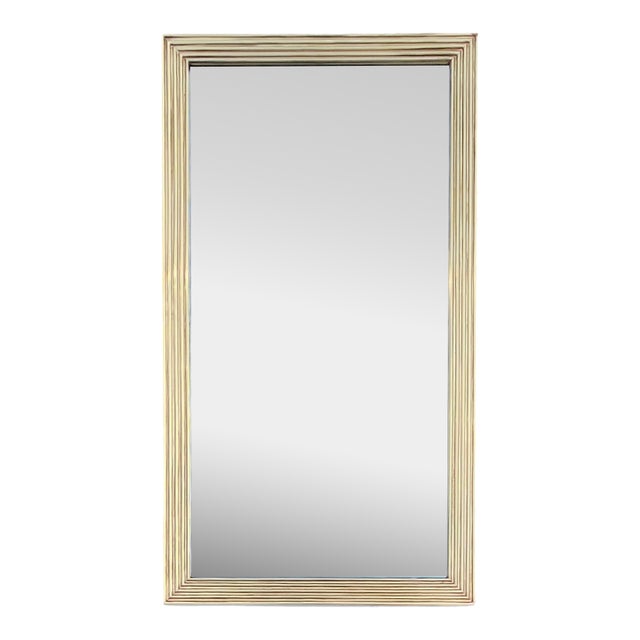 Antique 19th Century French Reeded Brass Frame Mirror For Sale