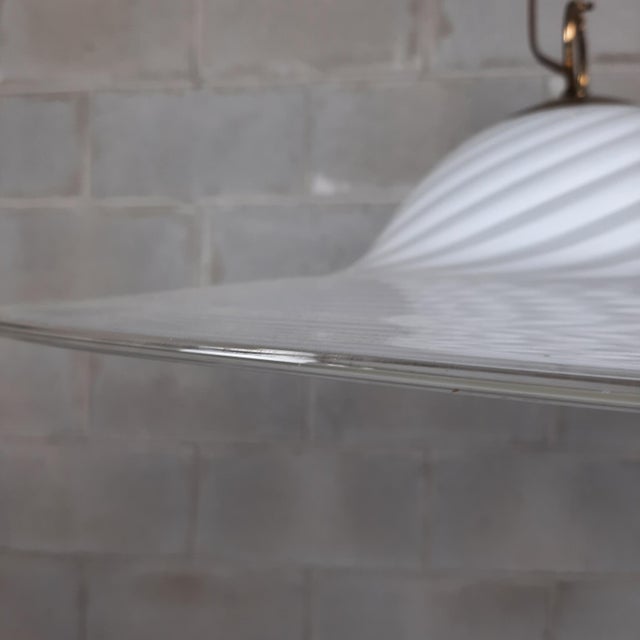 Modern White Swirl Spiral Murano Glass Pendant, 1960s For Sale - Image 9 of 15