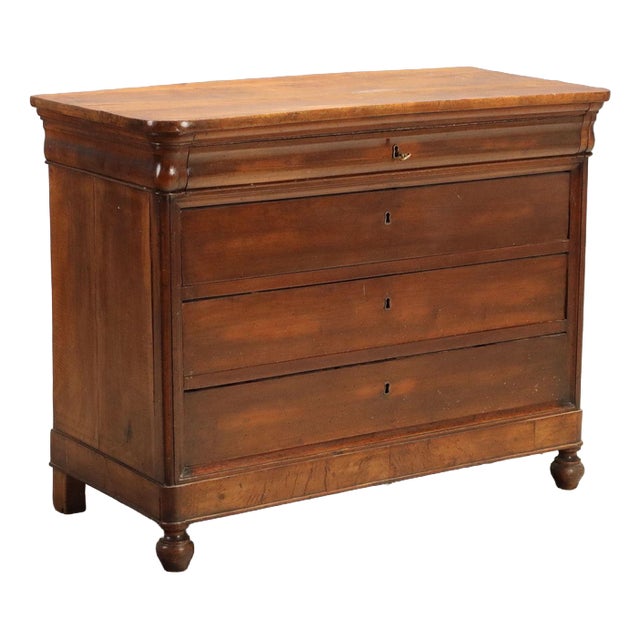 19th Century Louis Philippe Walnut Chest of Drawers, Italy For Sale