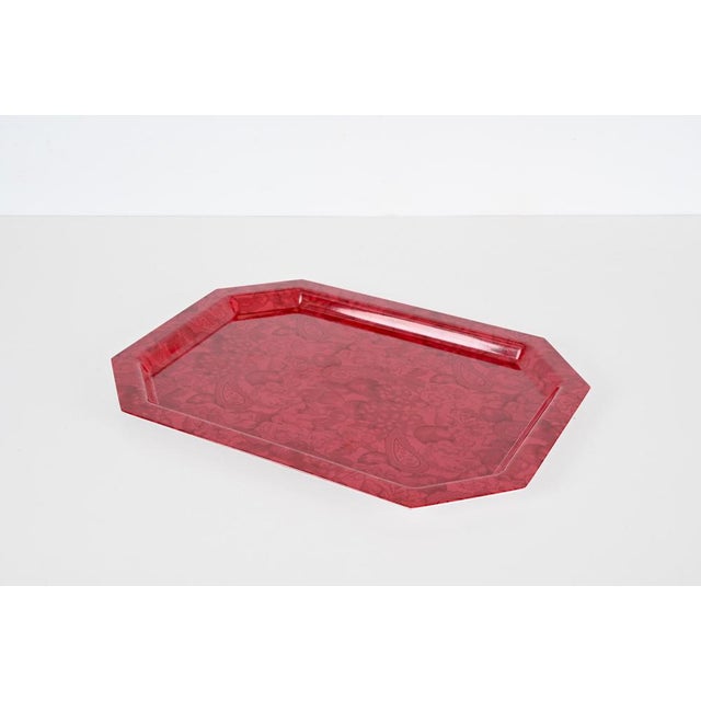 1980s Mid-Century Italian Red Acrylic Serving Tray, 1980s For Sale - Image 5 of 14