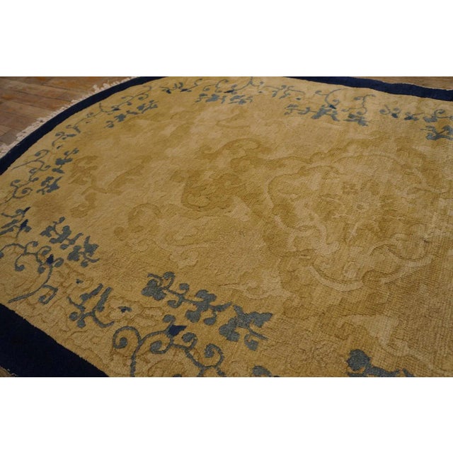 1920s Beige Foliate Medallion Antique Oval Chinese Peking Rug 3' X 5'9'' Wool Knotted Carpet For Sale - Image 11 of 12
