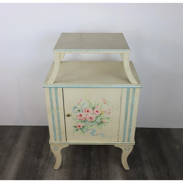 vintage English-style hand-painted flower double-layer side table. Fluted design in the front sides. Shaped legs add to...