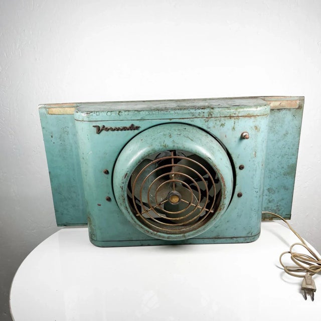 1950s Vintage Wall Unit Vornado Fabulous Mint Green Window Fan For Sale - Image 9 of 9