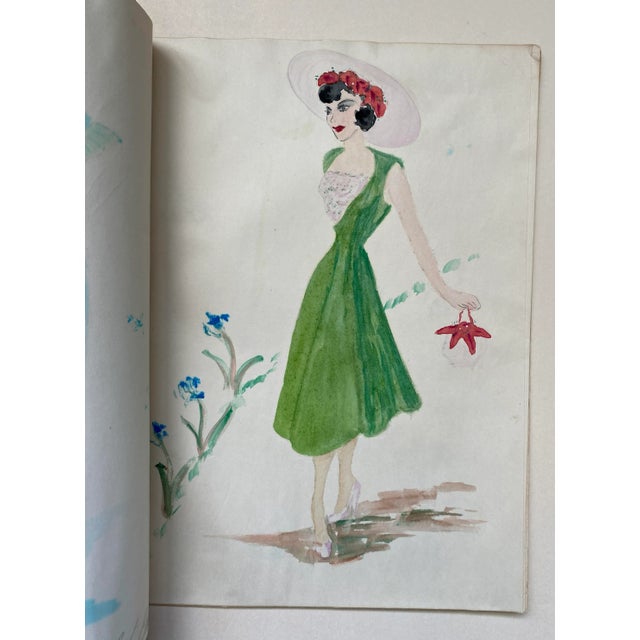 1950s 1950s Mid Century Portfolio of Fashion Paintings For Sale - Image 5 of 11