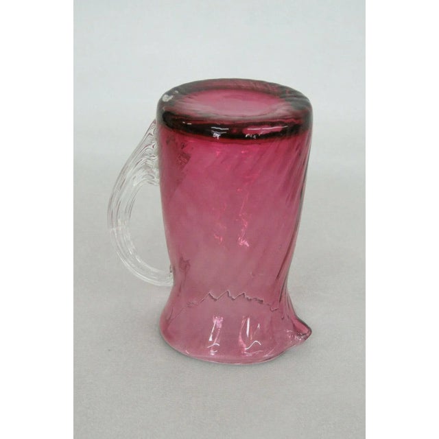 Pilgrim Style Cranberry Glass Miniature Pitcher with Clear Handle For Sale - Image 4 of 11