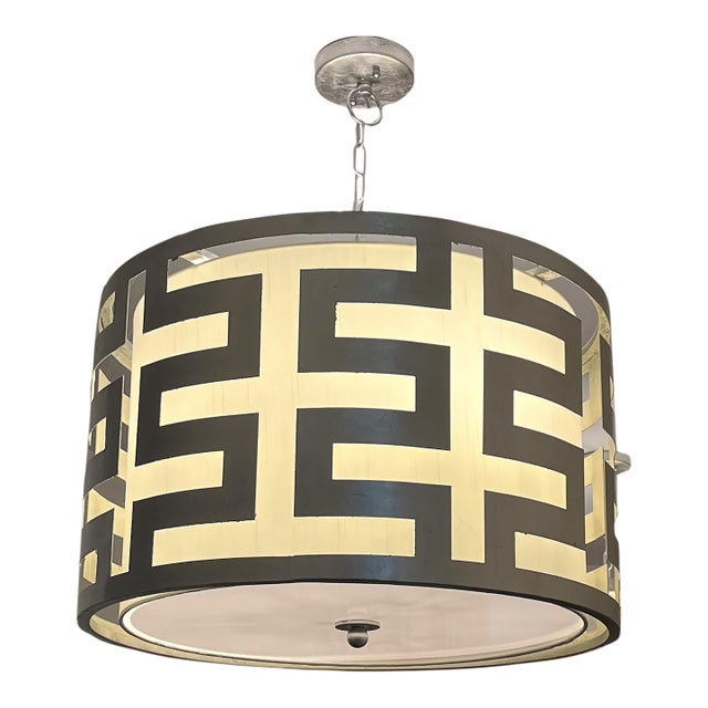 Greek Key Inspired Drum Light For Sale