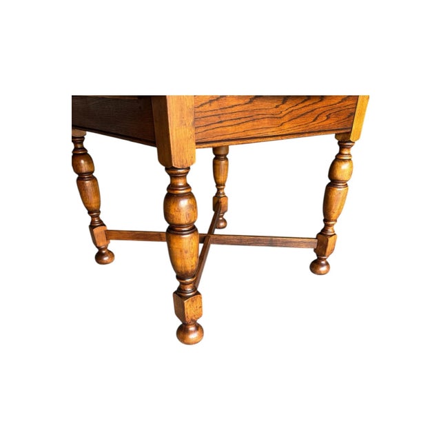 1930s Solid Oak Plank pDraw Leaf Table For Sale In Houston - Image 6 of 12