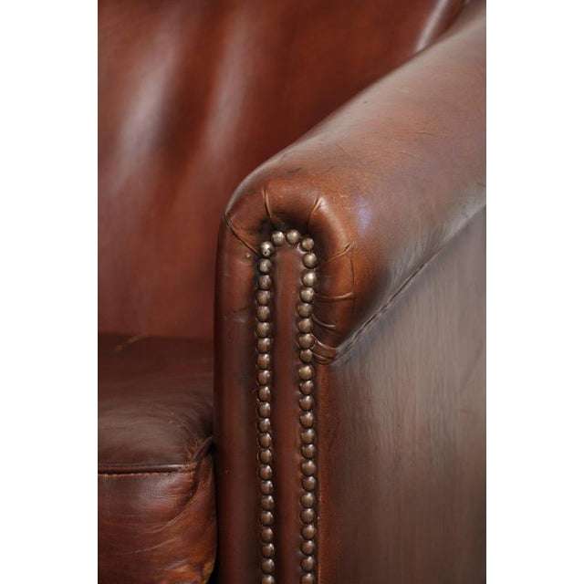 Sheepskin Club Armchairs in Dark Cognac, Set of 2 For Sale - Image 13 of 15