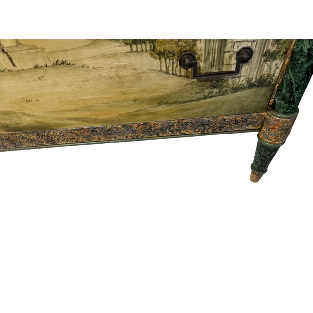 Antique Neoclassical Italian School Green Faux Painted Rouge Marble Chests - A Pair For Sale - Image 12 of 18