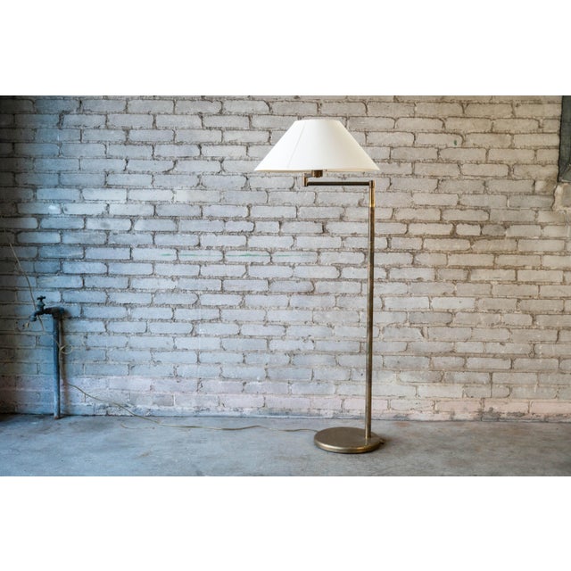 Vintage Walter Von Nessen Brass Floor Lamp With Swing Arm For Sale In Boston - Image 6 of 17
