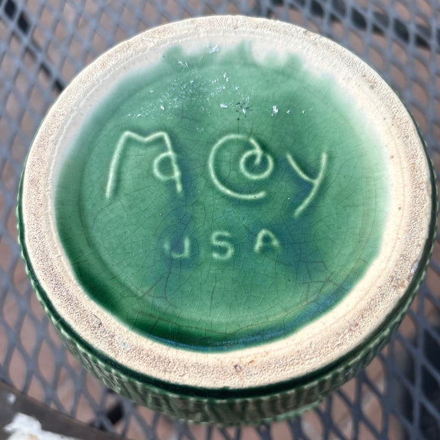 Mid-Century Modern Green McCoy Basketweave Planter For Sale - Image 3 of 3