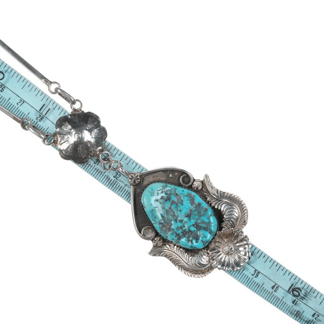 Silver Nora Nelson Navajo Sterling and turquoise pendant necklace For Sale - Image 8 of 9