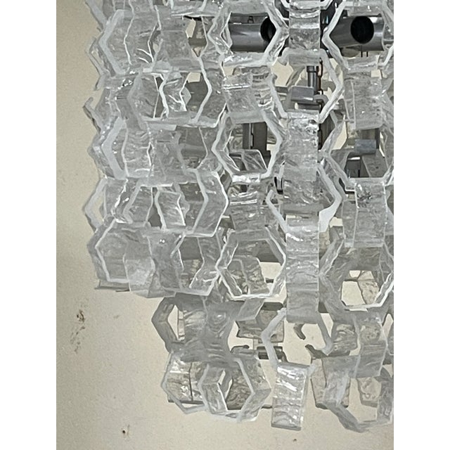1970s Cascade Chandelier with Hexagonal Glass attributed to Av Mazzega, 1970s For Sale - Image 5 of 18