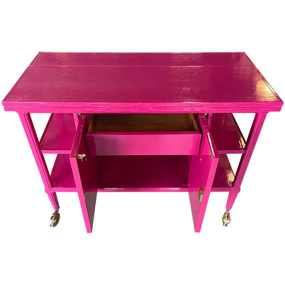 1950s 40" Finished 2 Door Tomlinson Vintage Bar Cart For Sale - Image 5 of 6