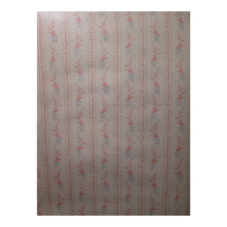 Vintage 1980s Floral Stripe Motif Wallpaper For Sale