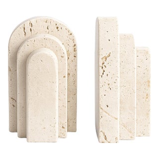 Travertine Marble Bookend - A Pair For Sale