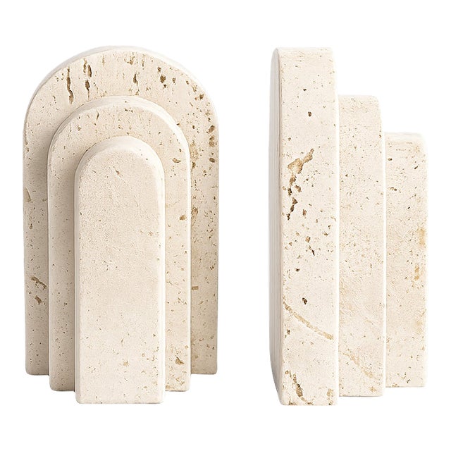 Travertine Marble Bookend - A Pair For Sale