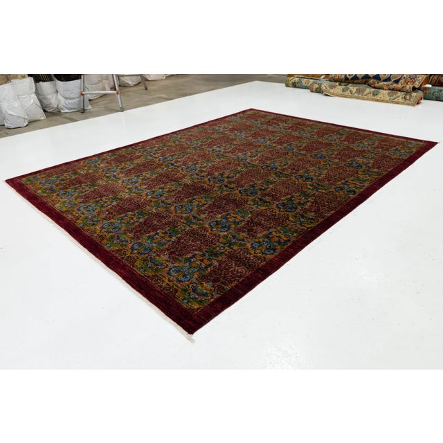 Hand-Knotted Modern Bidjar Style Wool Area Rug Intricate Crimson & Ochre Damask For Sale - Image 4 of 10