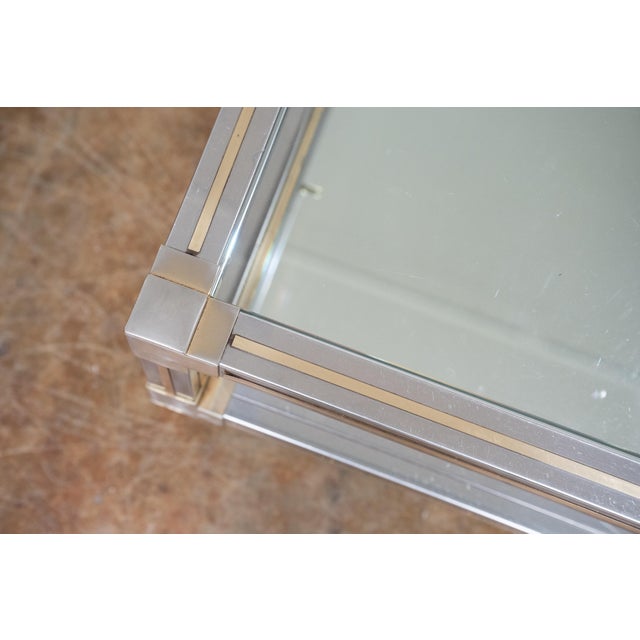 Large Italian Modern Rectangular Cocktail or Coffee Low Table of Chrome and Brass For Sale - Image 11 of 15