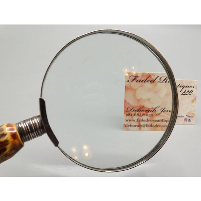 English Antique English Silver & Stag Horn Magnifying Glass For Sale - Image 3 of 9