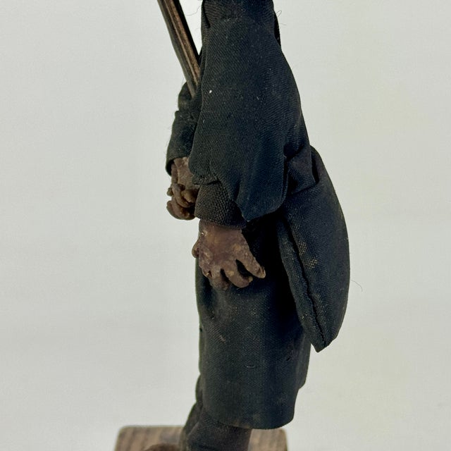 Black Early 20th Century Primitive "The Chimney Sweeper" Clay Figure on Stand For Sale - Image 8 of 10