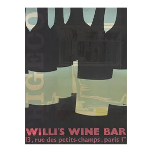 1982 Alberto Bali 'Willi's Wine Bar (Misprint)' Vintage Black,Gray,Green,Red Lithograph