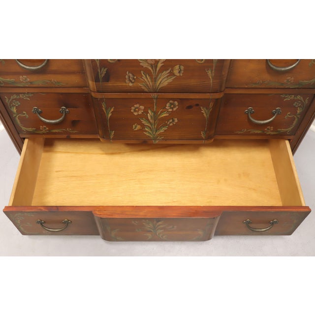 Pulaski French Country Pine Bachelor Chest With Painted Floral Motif