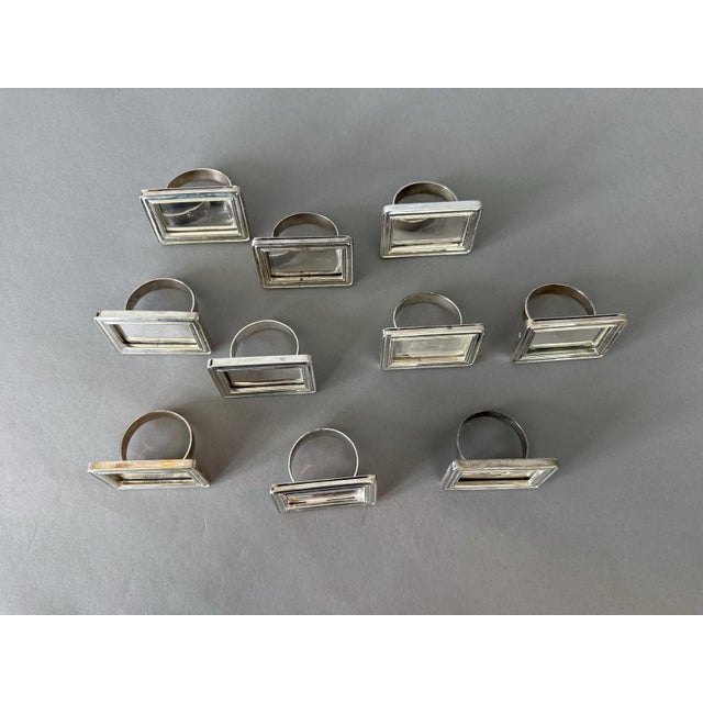 1990s 1990s Napkin Rings Picture Frame Place Card Holders Silver Tone Metal - Set of 10 For Sale - Image 5 of 7