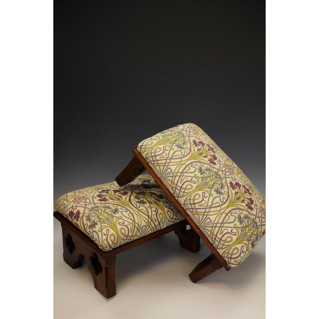 Victorian Gothic Revival Oak Ottomans in the style of Pugin, 1870s, Set of 2 For Sale - Image 10 of 16