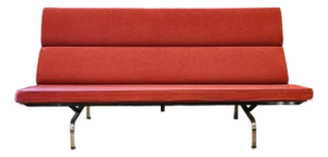 Authentic Herman Miller Eames Compact Sofa in Red Upholstery