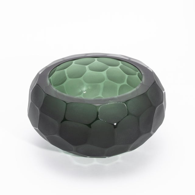 Hand-Blown Modern Murano Bowl in Eucalyptus Green Medium For Sale - Image 4 of 9