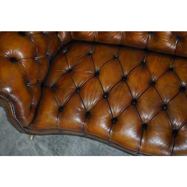 Exceptionally Rare Pair of Fully Restored Antique Howard & Sons Berners Street Leather Chesterfield Sofas For Sale - Image 10 of 18