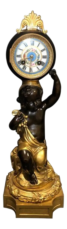 Late 19th Century French 19th Century Gilt and Patinated Figural Clock