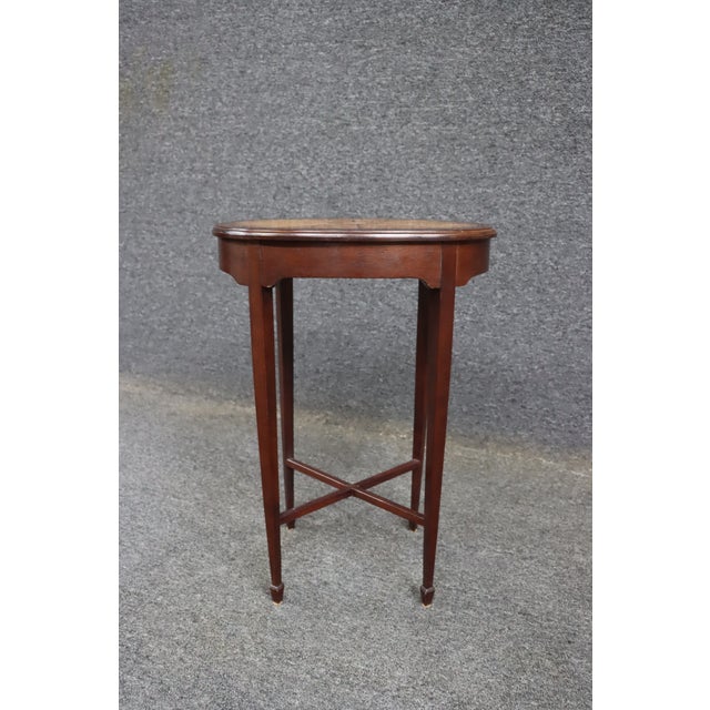 Edwardian Style Mahogany Parquetry Top Cocktail Table With Shell Inlay For Sale - Image 11 of 11