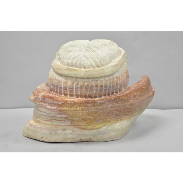 Vintage Seymour Shuren Modern Carved Pink Marble Native American Bust Sculpture For Sale - Image 14 of 18