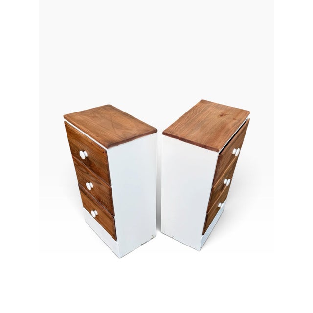 Ivory Vintage Handmade Solid Wood Walnut & Ivory Nightstands, Pair For Sale - Image 8 of 10