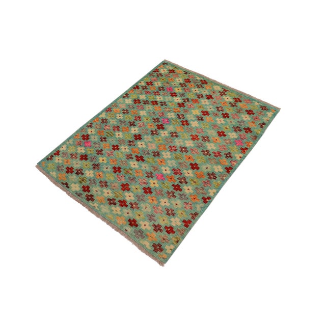 Shabby Chic Shabby Chic Balochi Blue/Rust Wool Rug - 3'2''x5'1'' For Sale - Image 3 of 11
