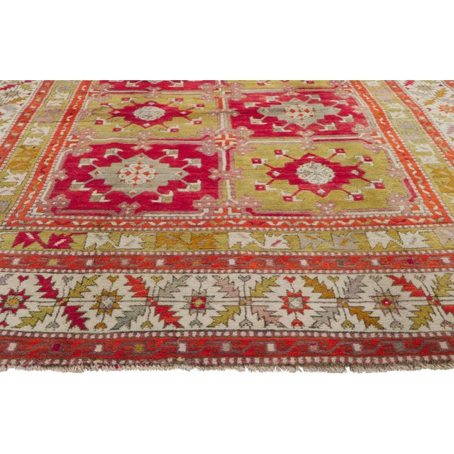 Red Vintage Turkish Oushak Rug with Modern Style - 06'01 x 07'10 For Sale - Image 8 of 10