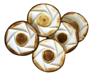 Vintage French Hand-Painted Stoneware Divided Plates from Longchamp, 1960s, Set of 5