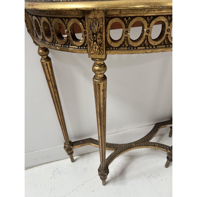 Louis XVI Style Console and Interior Mirror in Gilded Wood, Set of 2 For Sale - Image 16 of 18
